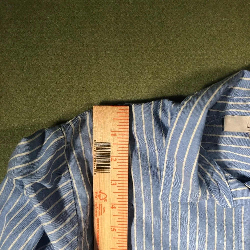 LOFT Striped Button Down Shirt Womens Small Blue White Long Sleeve 600727 - Picture 10 of 16